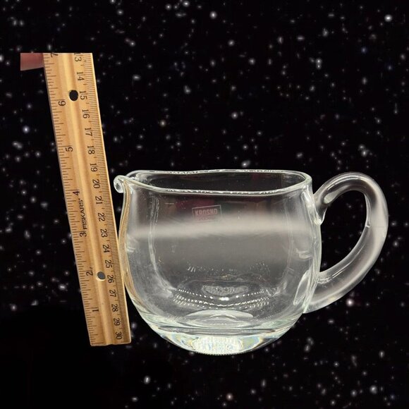 Krosno Poland Hand Blown Polished Crystal Glass Pitcher W Sticker 4.5”W 4”T - Picture 8 of 10